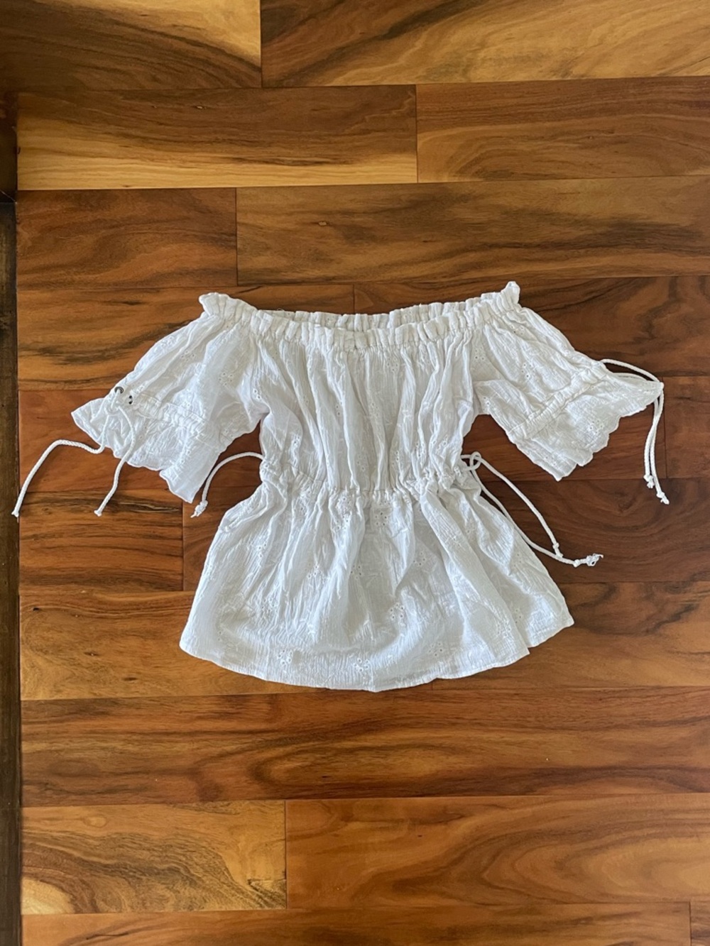 Women’s Off-Shoulder White Peasant Top